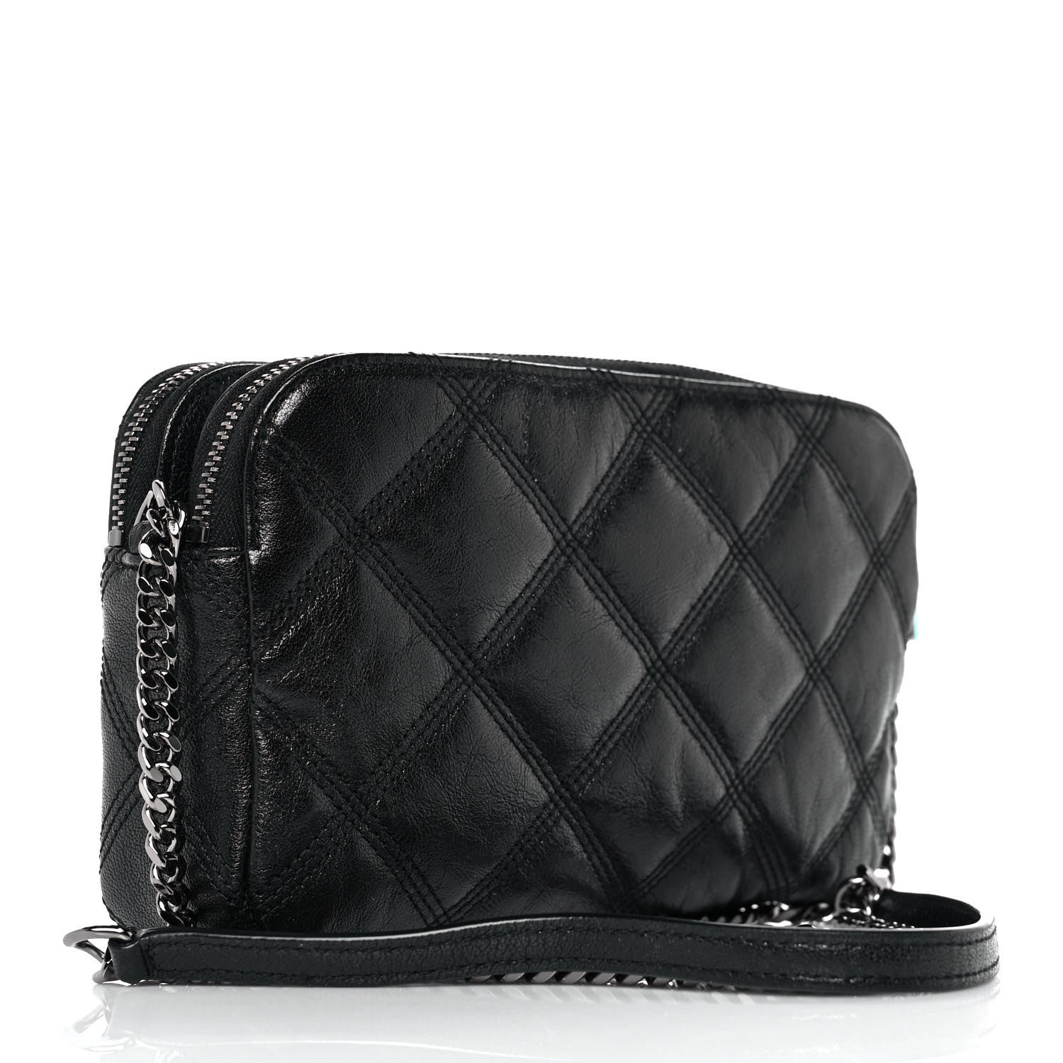 Saint Laurent Grained Lambskin Quilted Mini Becky Double Zip Bag Black 3 of 11