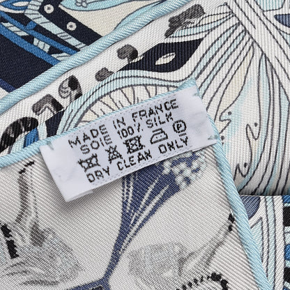 Hermes Silk Le Jardin De La Maharani Scarf 90 Marine Ciel White 4 of 4