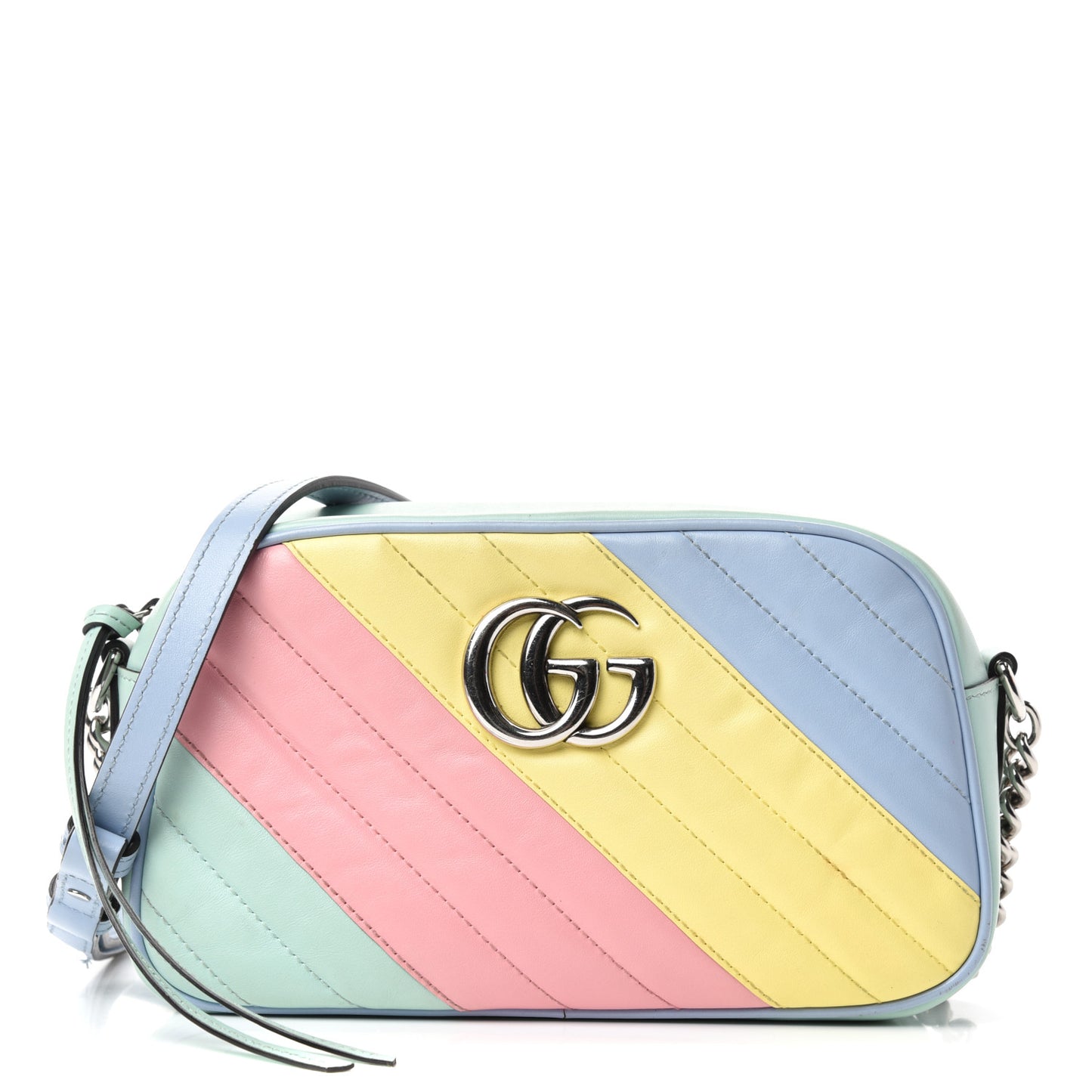 Calfskin Matelasse Diagonal Small GG Marmont Chain Shoulder Bag Multicolor Pastel