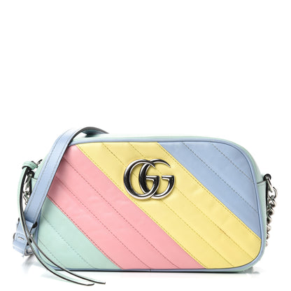 Gucci Calfskin Matelasse Diagonal Small GG Marmont Chain Shoulder Bag Multicolor Pastel 1 of 10