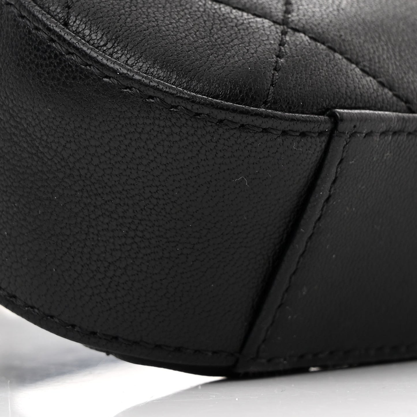 Lambskin Quilted Chain Infinity Waist Belt Bag Black