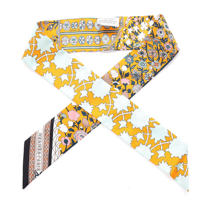 Hermes Silk Tapis Persans Twilly Jaune Aqua Rose Poudre 1 of 4