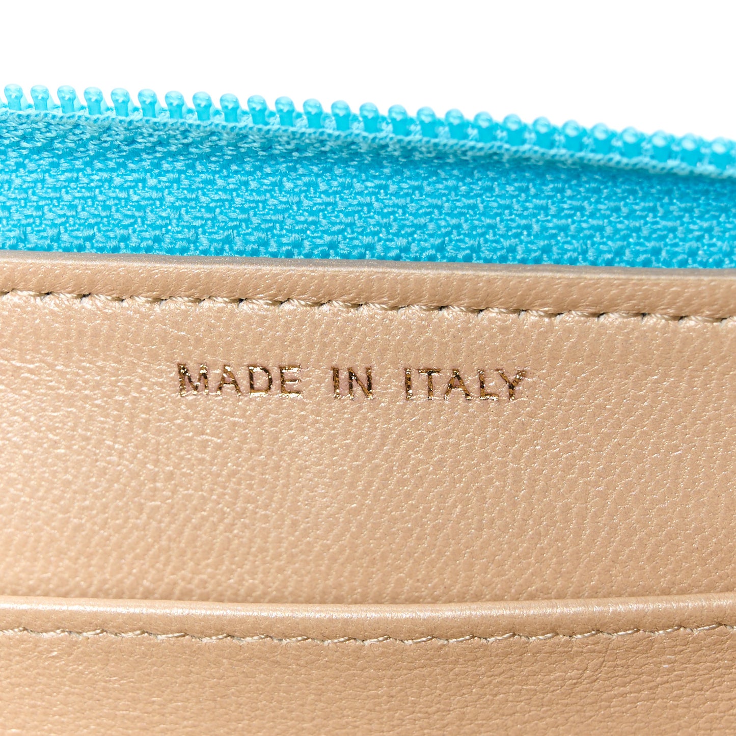 Lambskin Camellia Embossed Large Gusset Zip Around Wallet Turquoise