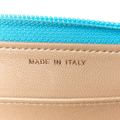 Chanel Lambskin Camellia Embossed Large Gusset Zip Around Wallet Turquoise 8 of 12