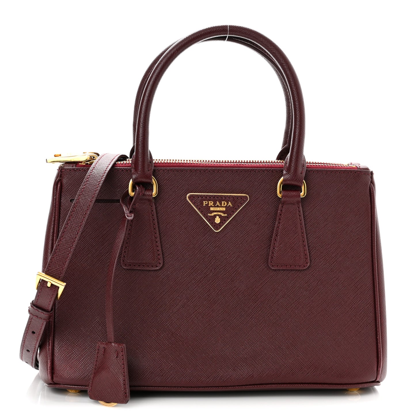 Saffiano Mini Galleria Double Zip Tote Granato