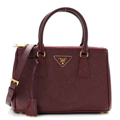 Prada Saffiano Mini Galleria Double Zip Tote Granato 1 of 18