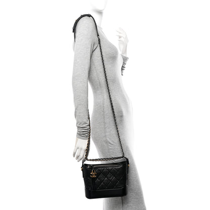 Chanel Aged Calfskin Quilted Small Gabrielle Hobo Black 2 of 11
