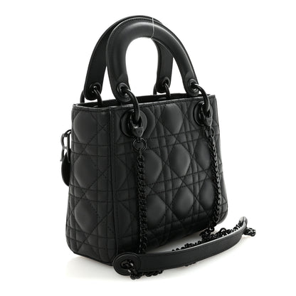 Christian Dior Ultra Matte Calfskin Cannage Mini Lady Dior Black 3 of 9