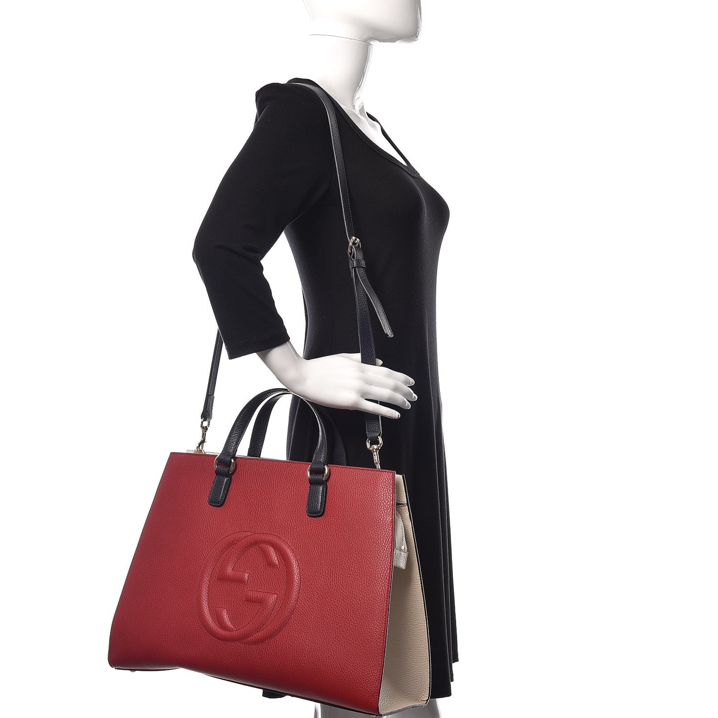 Dollar Calfskin Large Soho Top Handle Satchel Hibiscus Red Mystic White Blue