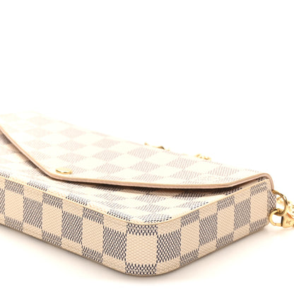 Louis Vuitton Damier Azur Pochette Felicie Chain Wallet Rose Ballerine 10 of 11