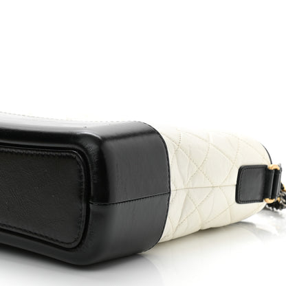 Chanel Aged Calfskin Quilted Medium Gabrielle Hobo Black White 19 of 21
