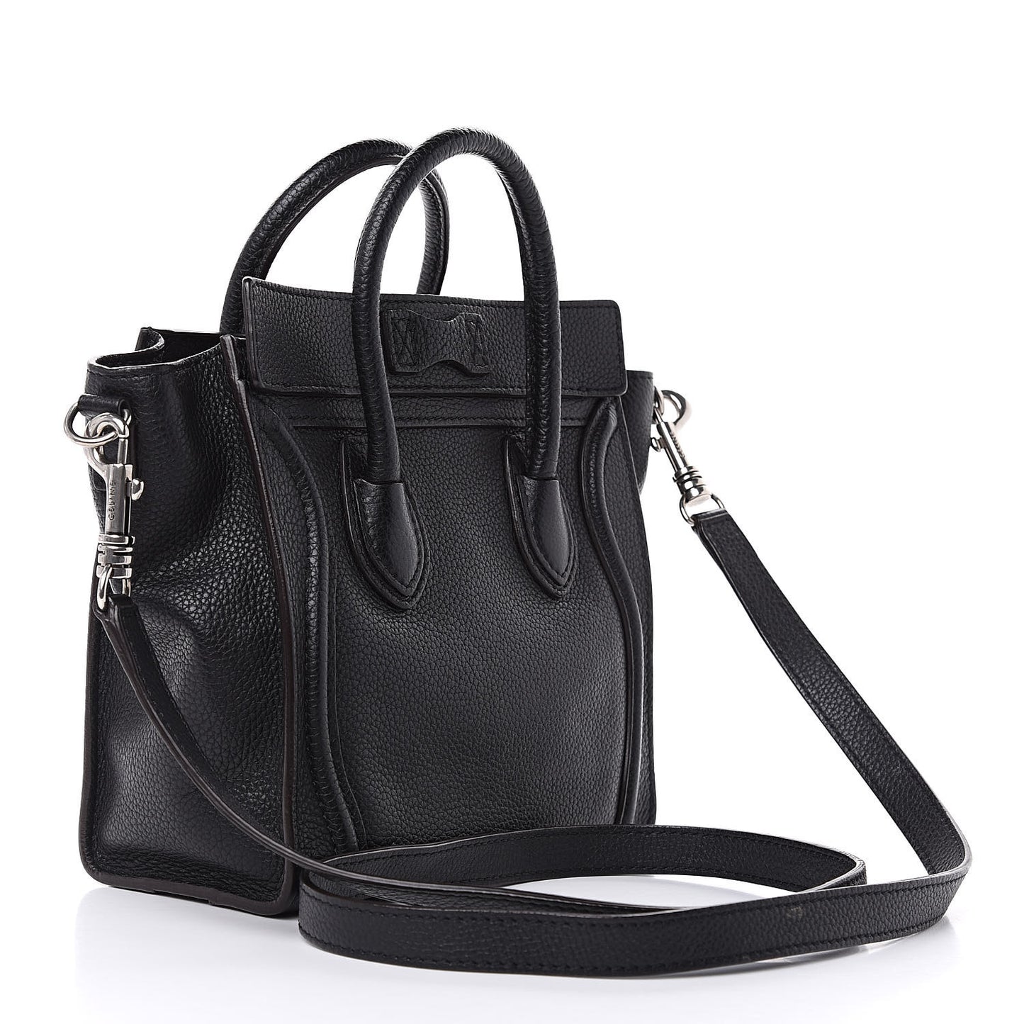 Drummed Calfskin Nano Luggage Black