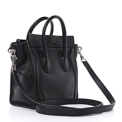 Celine Drummed Calfskin Nano Luggage Black 3 of 10