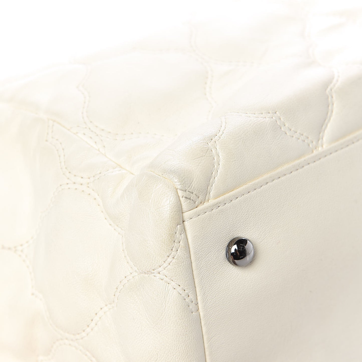 Lambskin Cells Accordion Tote Dark White