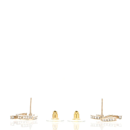 Chanel Metal Baguette Crystal CC Earrings Gold 4 of 6