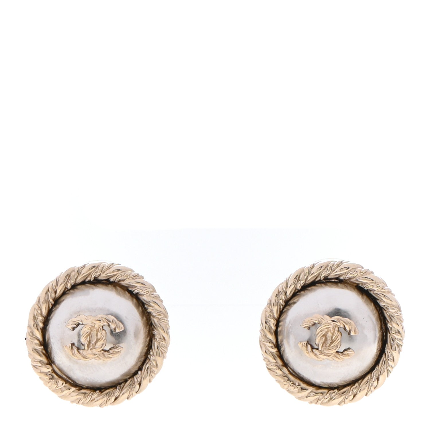 Chanel Pearl CC Round Earrings Gold 1 of 4