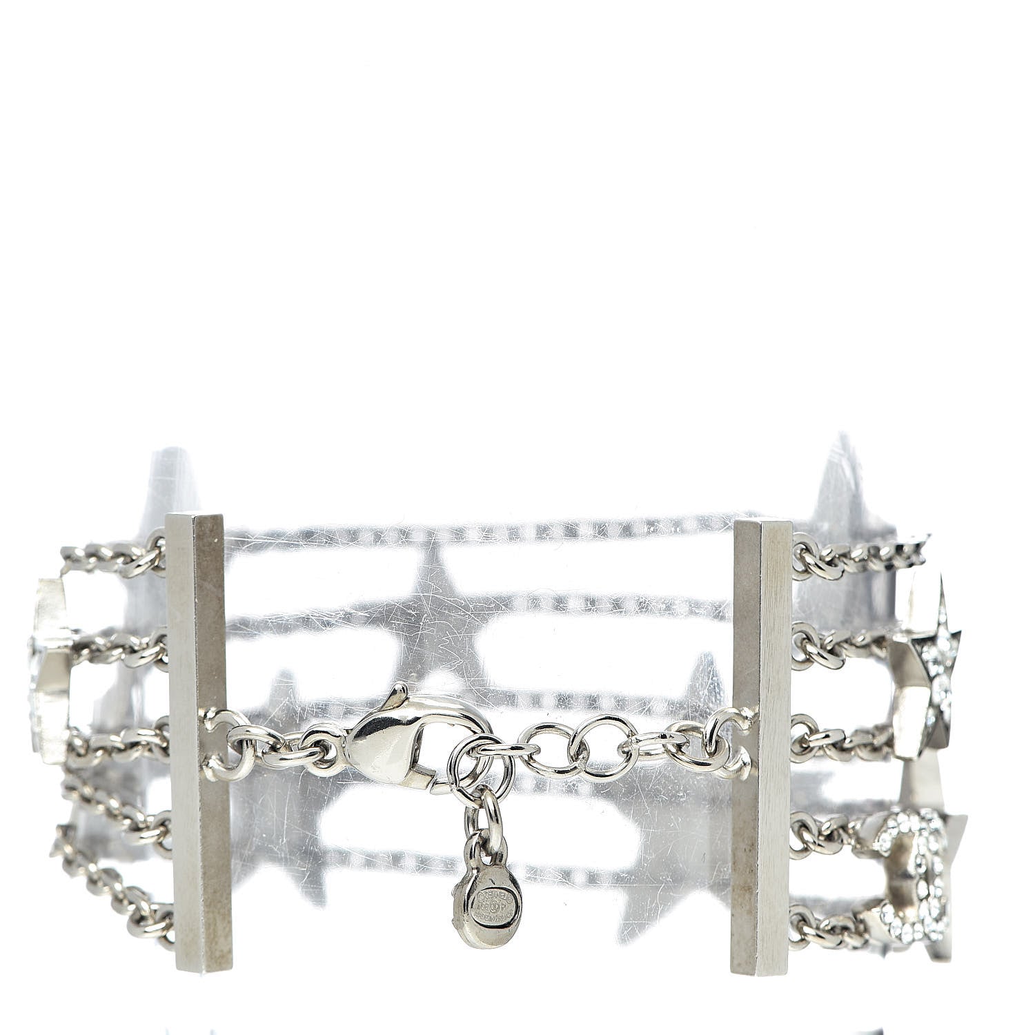 Chanel Crystal Star CC Multi Strand Bracelet Silver 3 of 4
