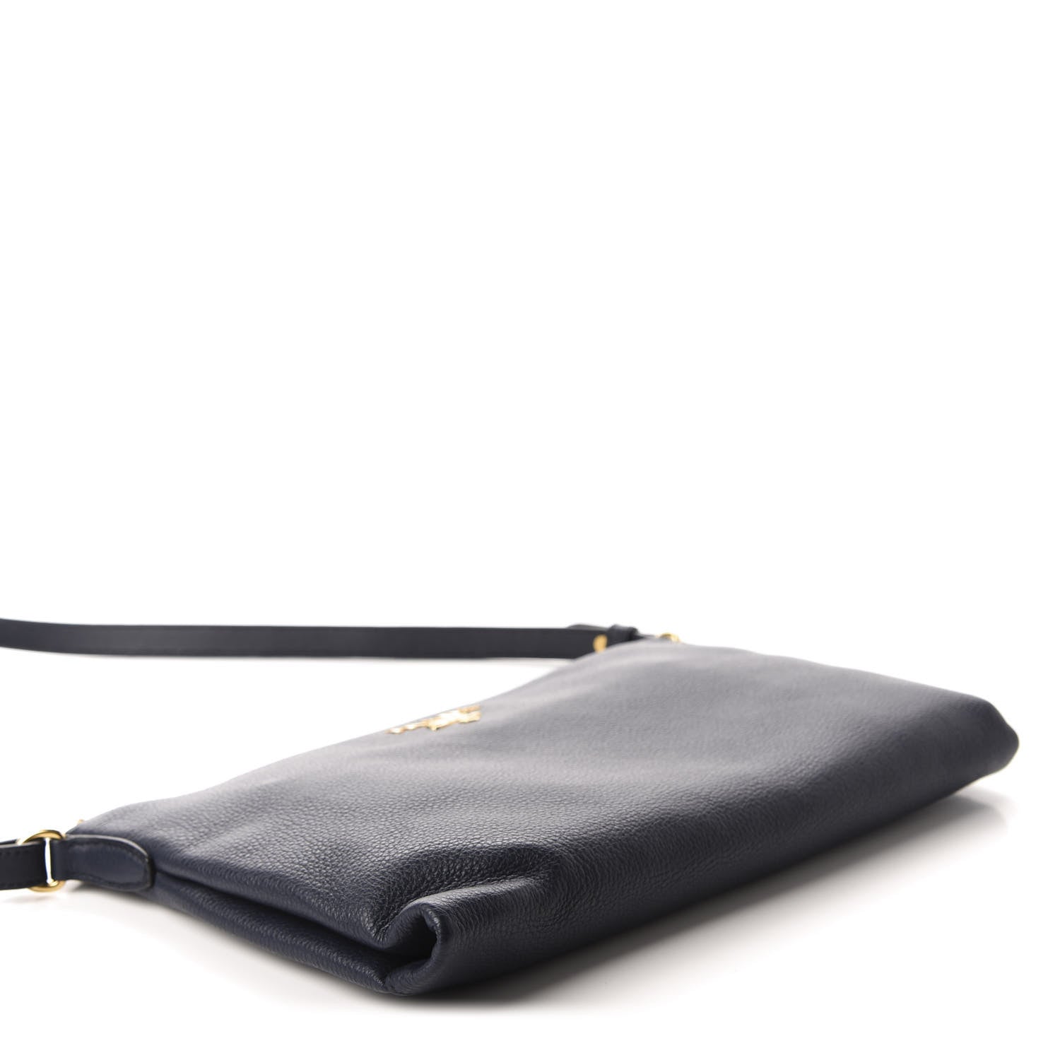 Prada Vitello Daino Zippered Shoulder Bag Baltico 4 of 12