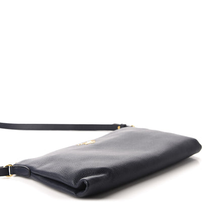 Prada Vitello Daino Zippered Shoulder Bag Baltico 4 of 12