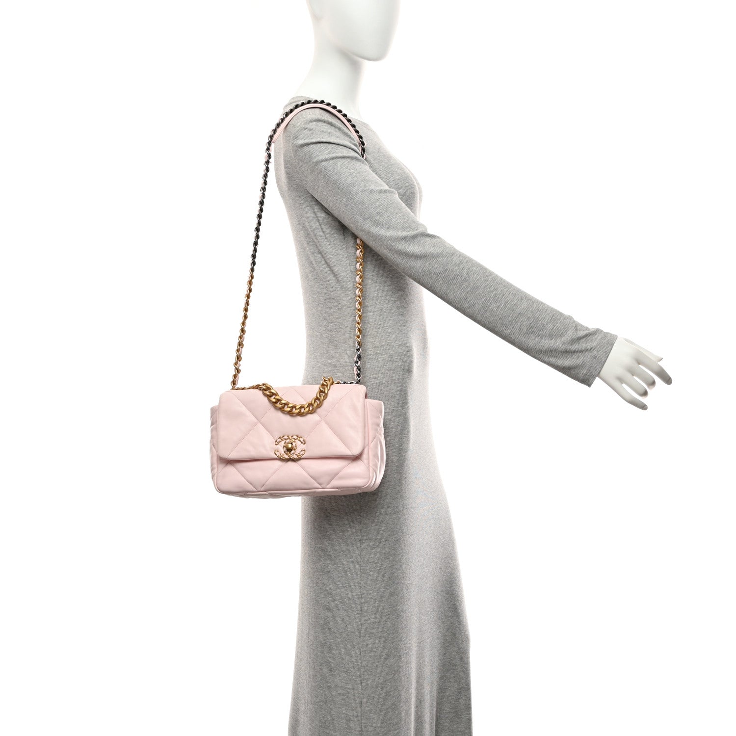 Chanel Lambskin Quilted Medium Chanel 19 Flap Light Pink 2 of 10