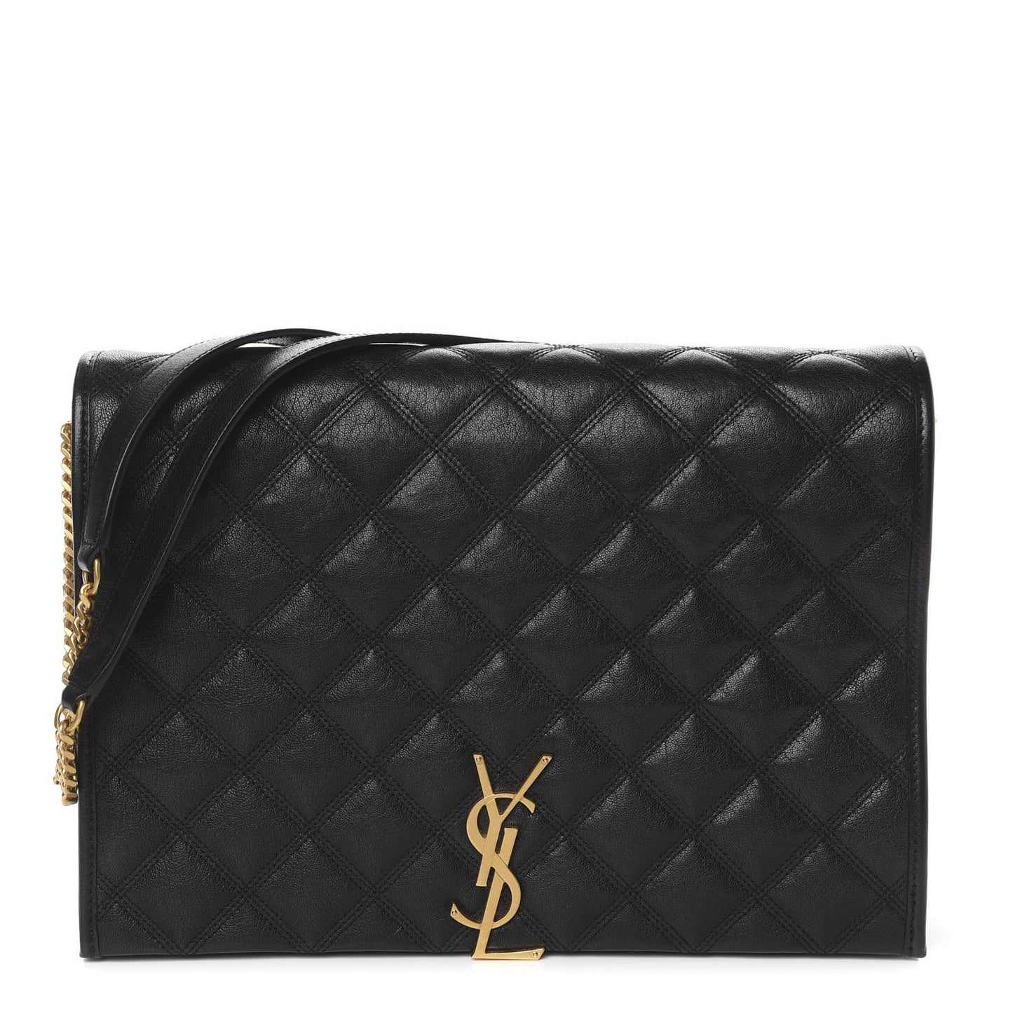Lambskin Quilted Large Becky Chain Bag Black