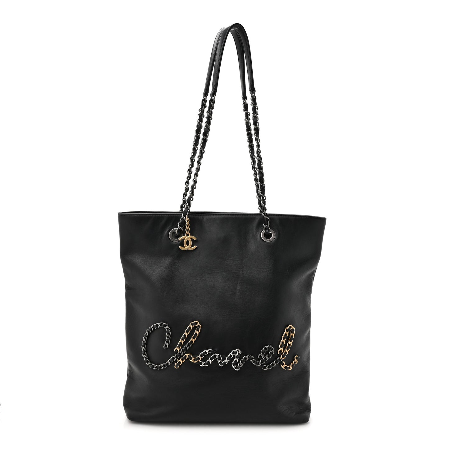 Calfskin Chain 20s Signature Tote Black