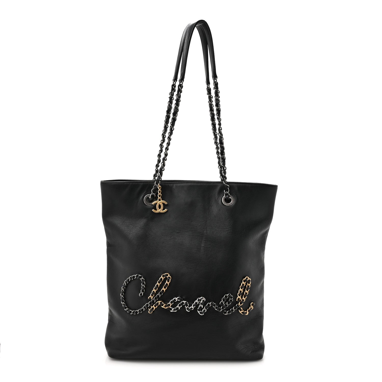 Chanel Calfskin Chain 20s Signature Tote Black 1 of 15