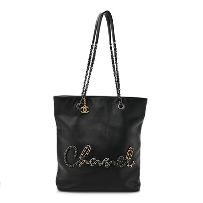 Chanel Calfskin Chain 20s Signature Tote Black 1 of 15