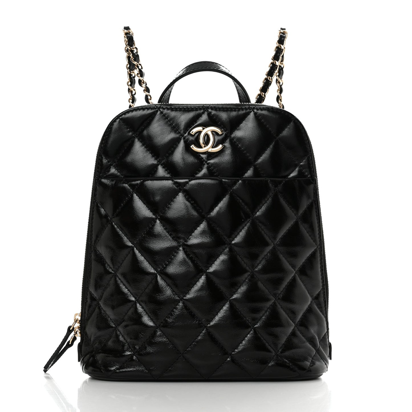 Shiny Calfskin My Pocket Backpack Black