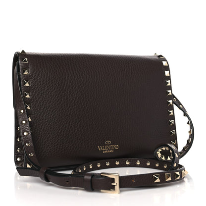 Valentino Garavani Pebbled Calfskin Medium Rockstud Flip Lock Crossbody Bag Deep Taupe 3 of 9