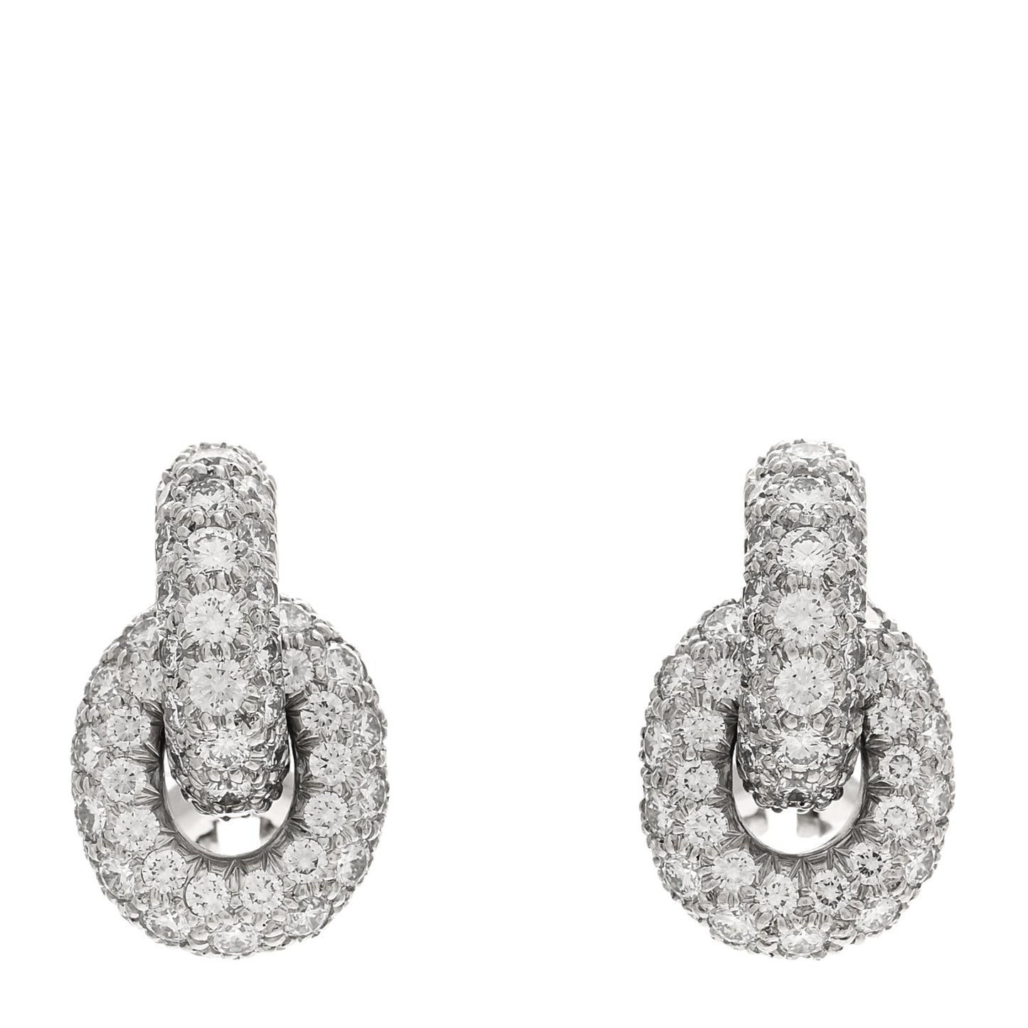 Platinum Diamond Pave Link Earrings