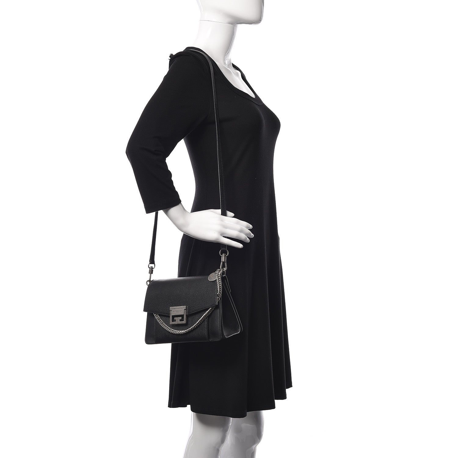 Givenchy Goatskin Small GV3 Shoulder Bag Black 2 of 9