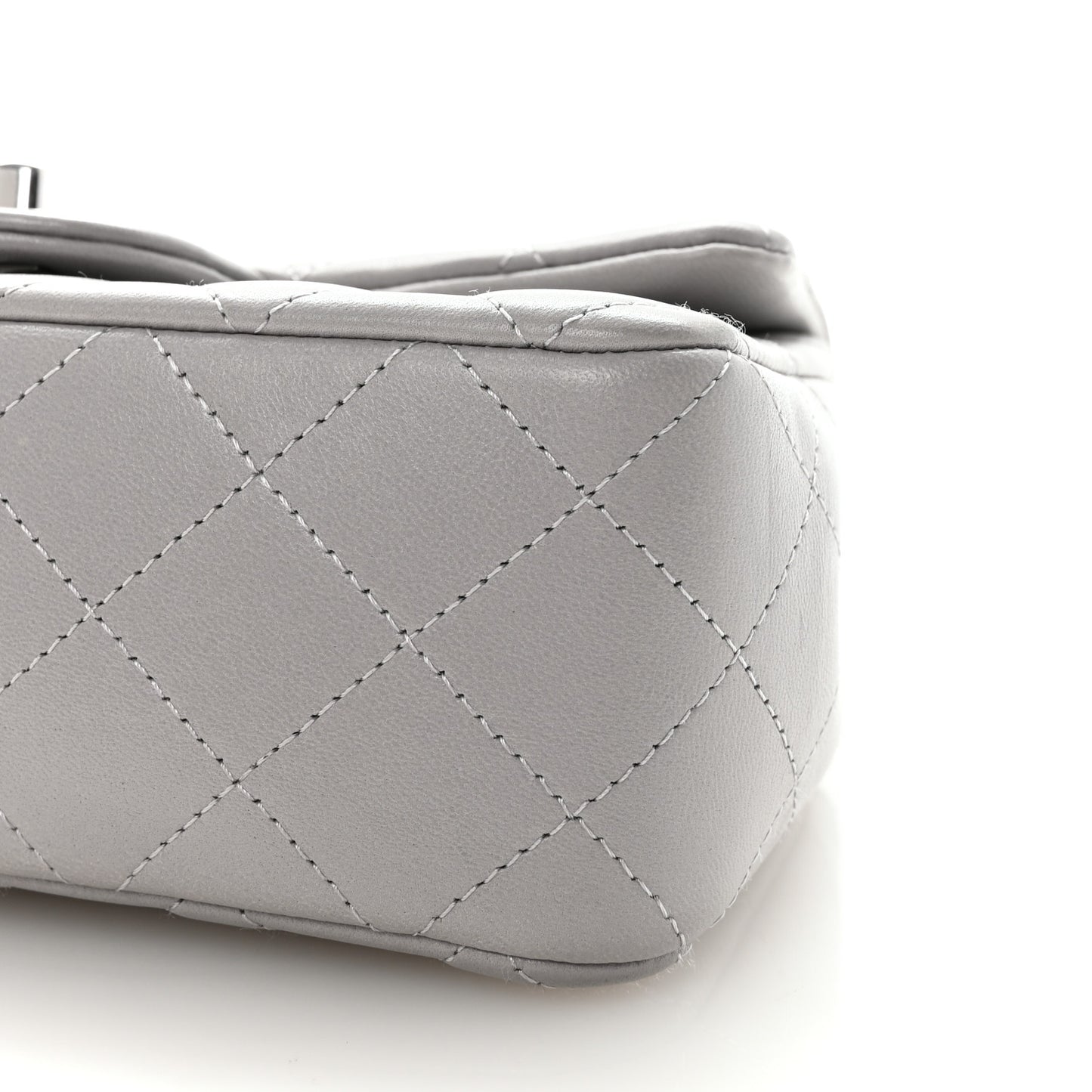 Lambskin Quilted Mini Rectangular Flap Grey