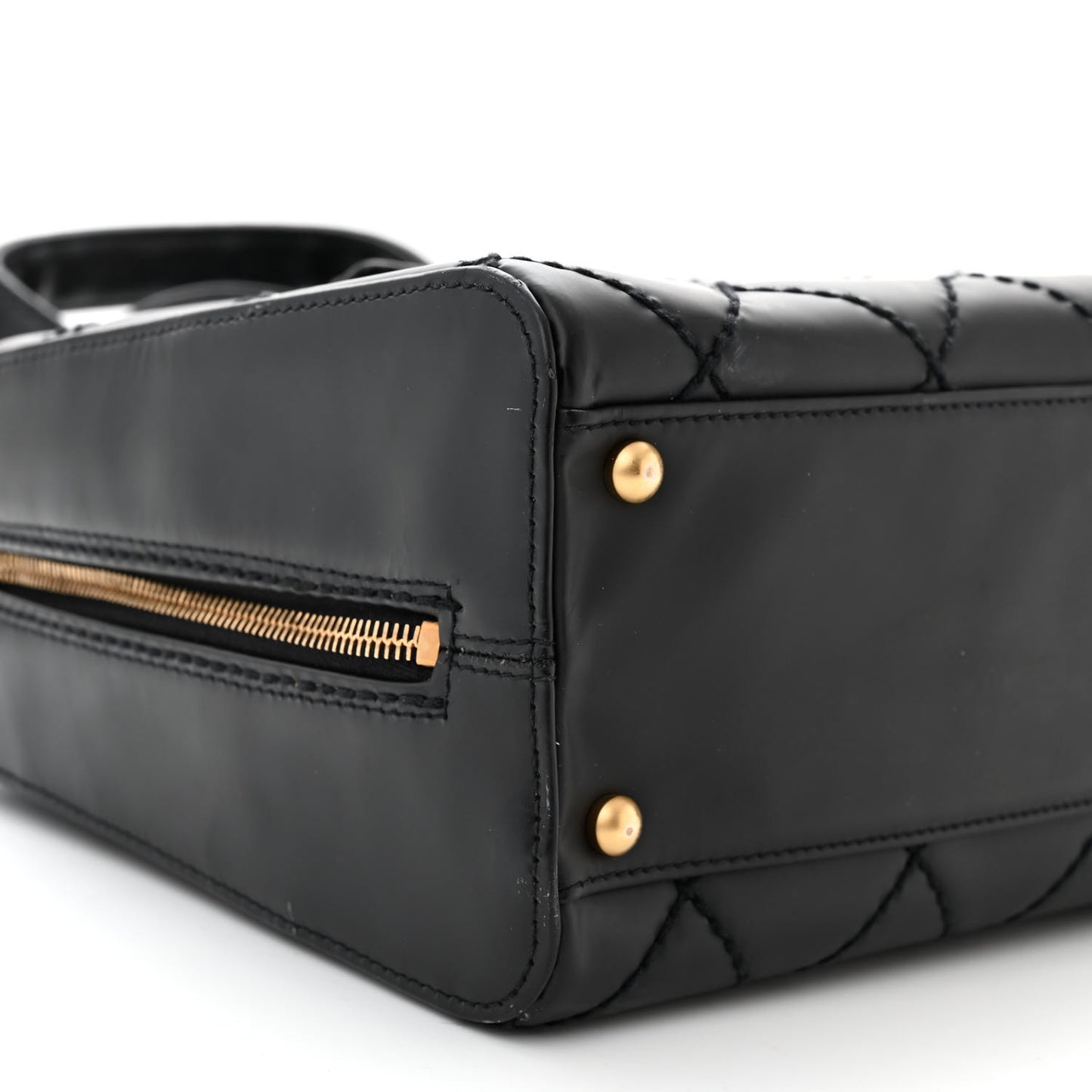 Calfskin Stitch Surpique Bowler Black