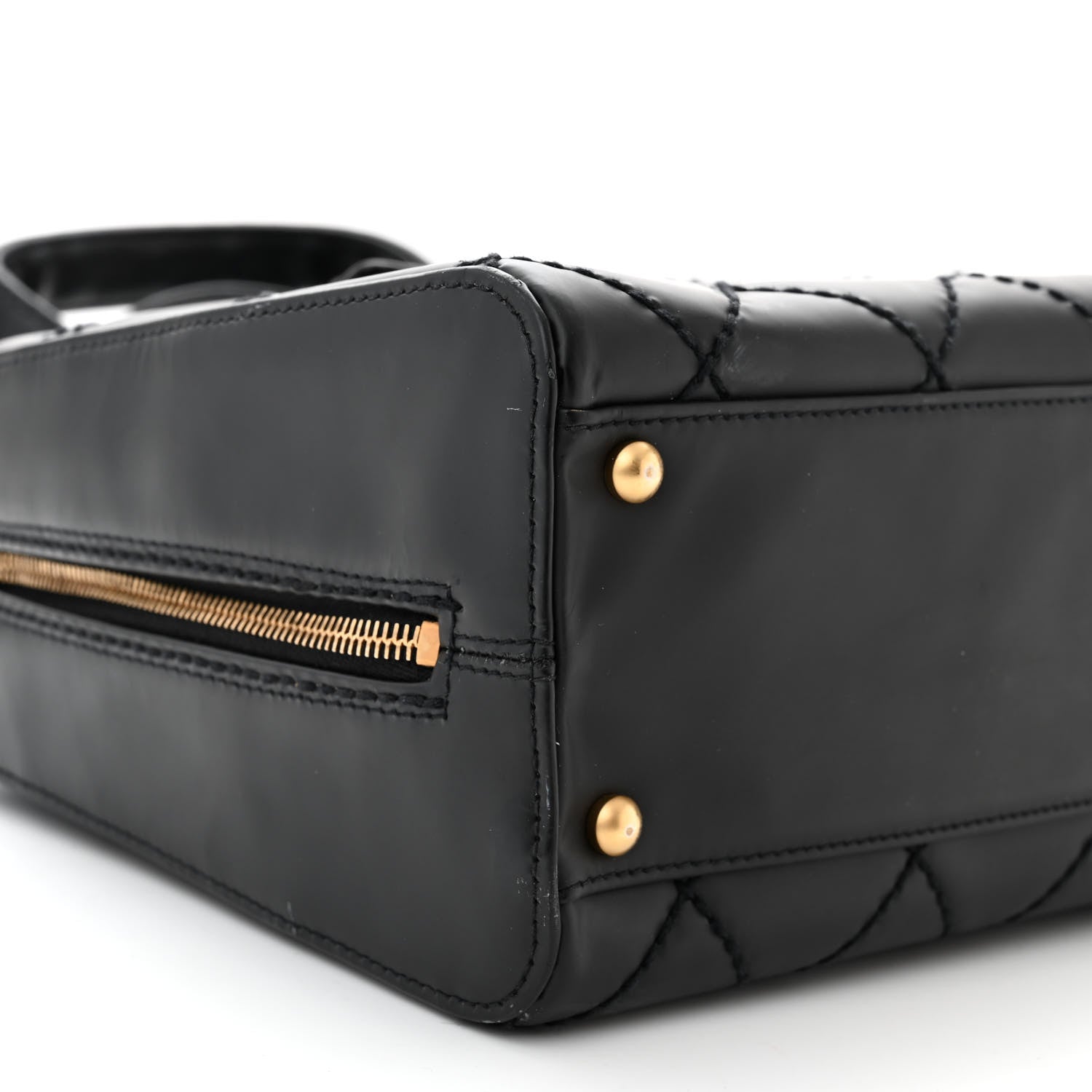 Chanel Calfskin Stitch Surpique Bowler Black 10 of 15