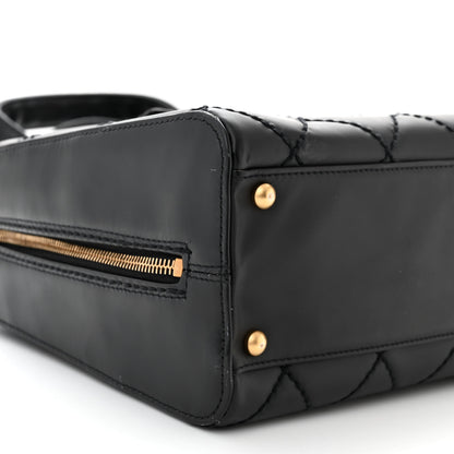 Chanel Calfskin Stitch Surpique Bowler Black 10 of 15