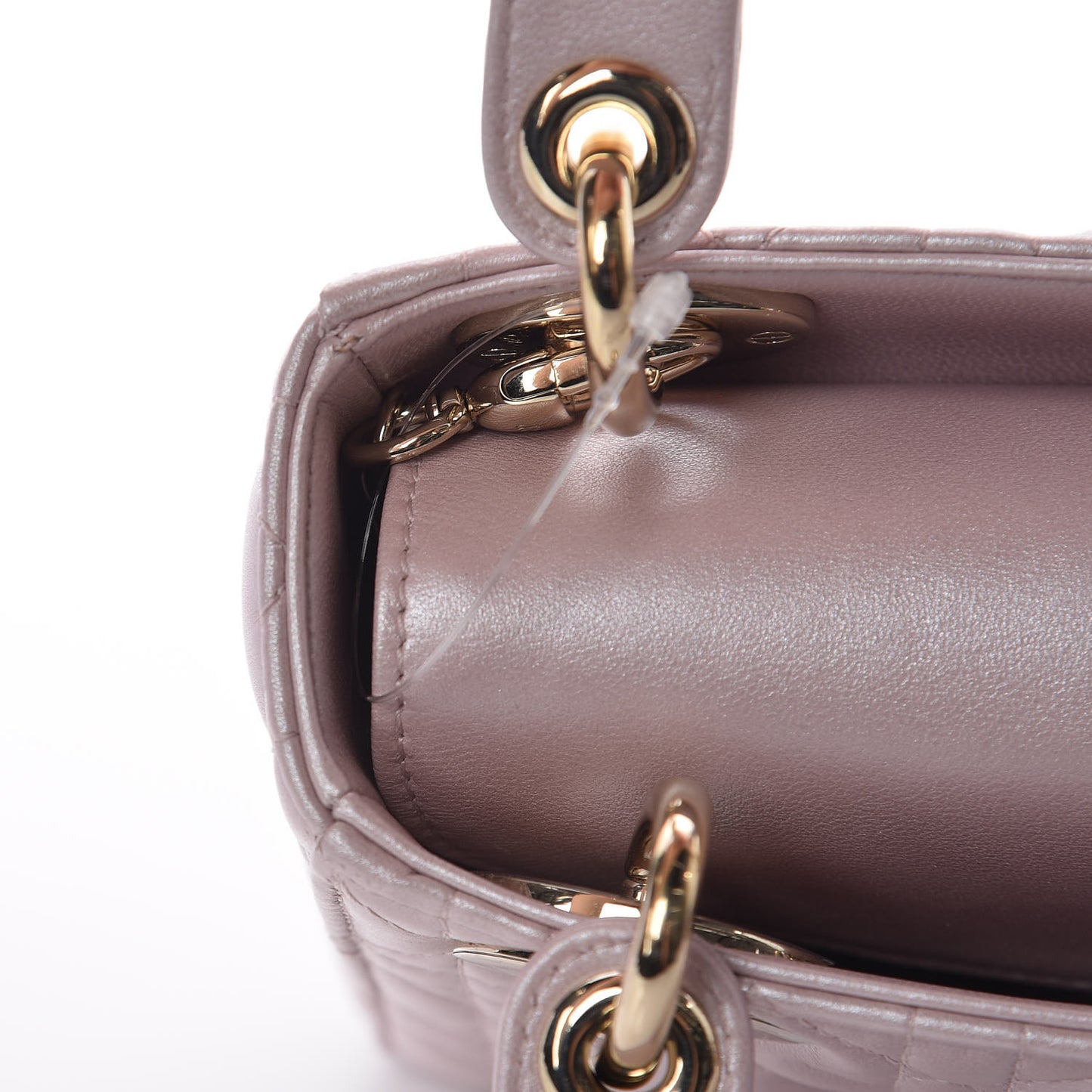 Metallic Lambskin Cannage Mini Lady Dior Lotus