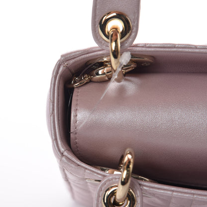 Christian Dior Metallic Lambskin Cannage Mini Lady Dior Lotus 10 of 12