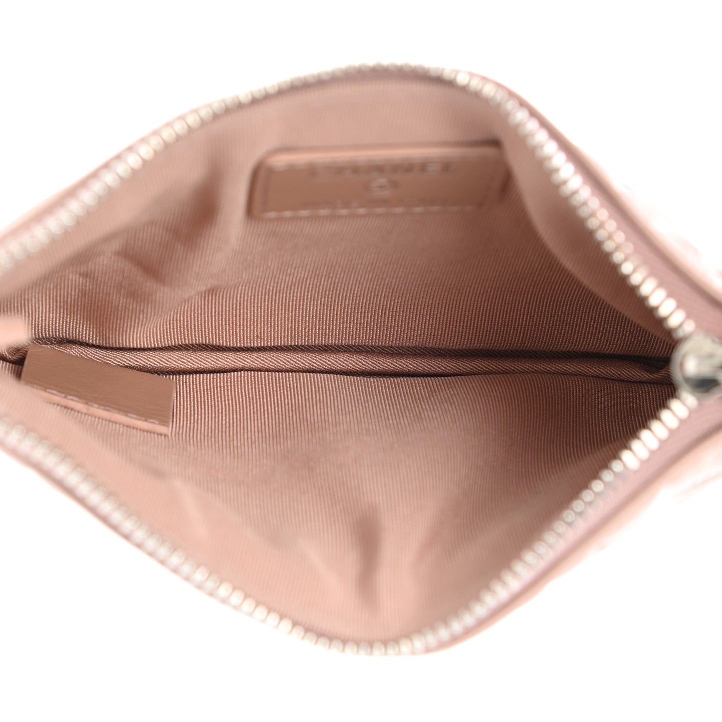 Goatskin Camellia Embossed Cosmetic Pouch Light Pink