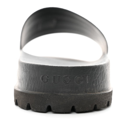 Gucci Rubber Web Mens Lug Sole Slide Sandals 10 Black Green Red 7 of 9