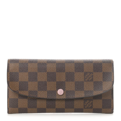 Louis Vuitton Damier Ebene Emilie Wallet Rose Ballerine 1 of 10