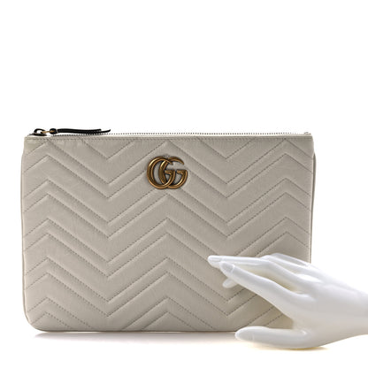 Gucci Azalea Calfskin Matelasse Heart GG Marmont Zip Pouch Mystic White 2 of 7