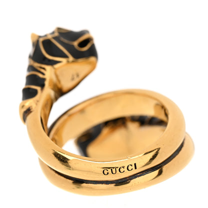 Gucci Tiger Heads Double Wrap Ring 57 8 Aged Gold Black 3 of 7