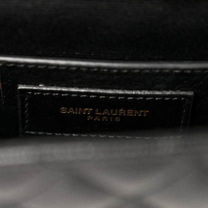 Saint Laurent Grain De Poudre Textured Mixed Matelasse Triquilt Small Monogram Satchel Black 6 of 9