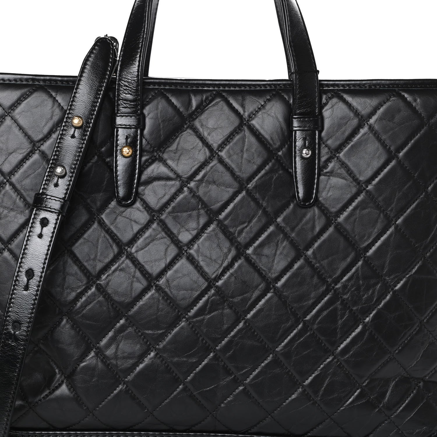 Chanel Aged Calfskin Quilted Large Gabrielle Shopping Tote Black 8 of 10