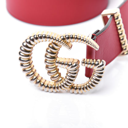 Gucci Moon Calfskin Torchon Double G 40mm Belt 80 32 Hibiscus Red 5 of 9