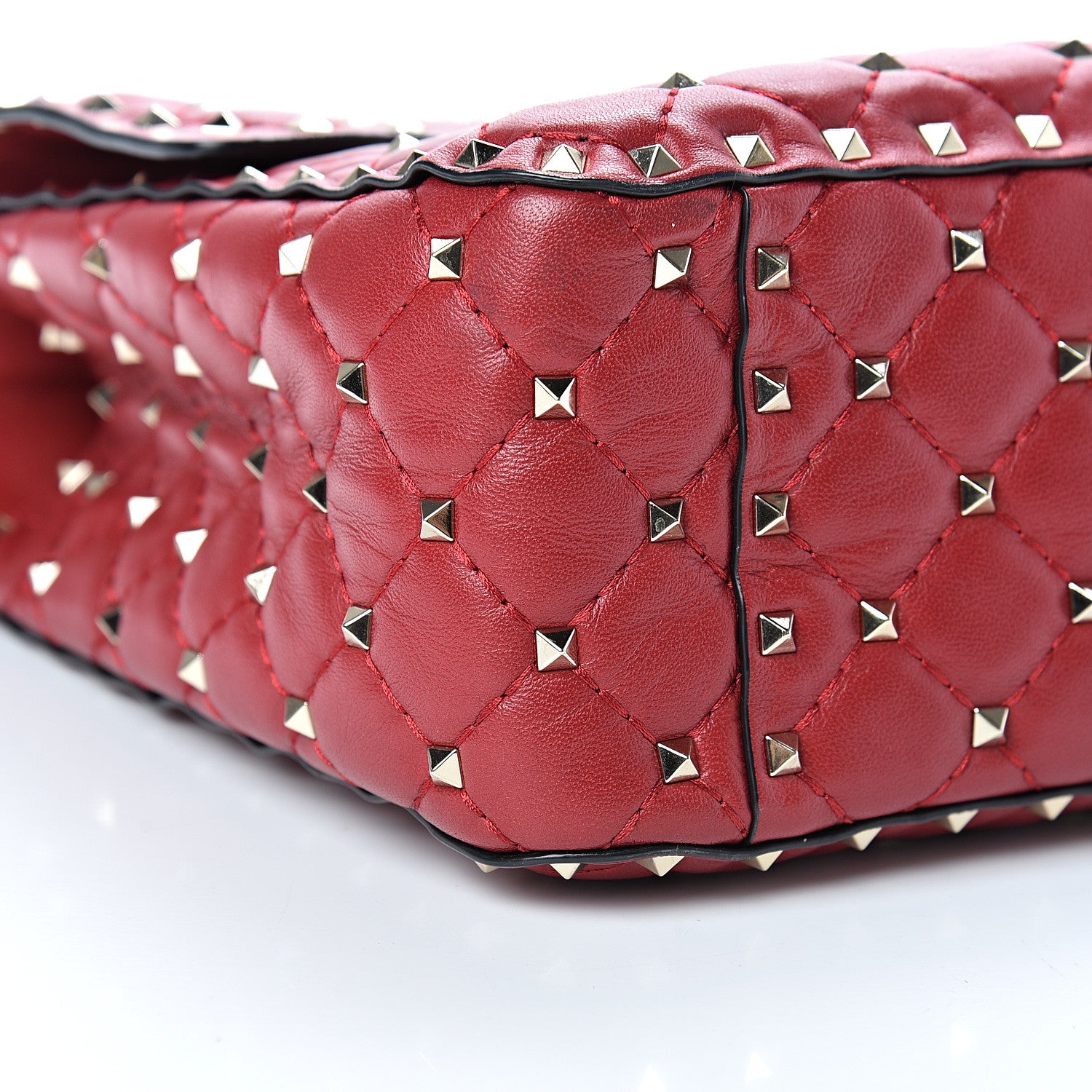 Valentino Garavani Lambskin Large Rockstud Spike Shoulder Bag Red 7 of 12