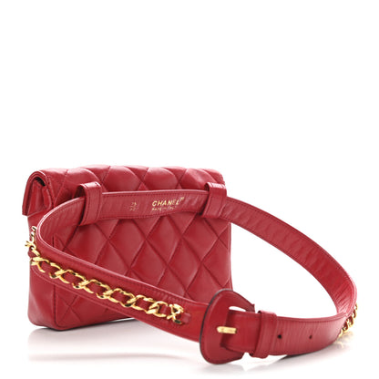 Chanel Lambskin Quilted Flap Waist Belt Bag 75 30 Red 3 of 10