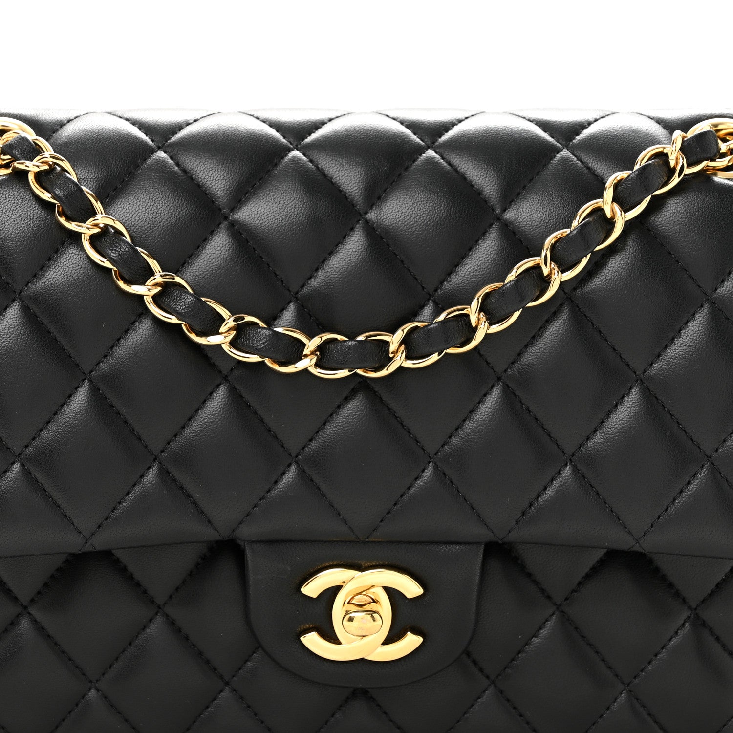 Chanel Lambskin Quilted Medium Double Flap Black 8 of 13