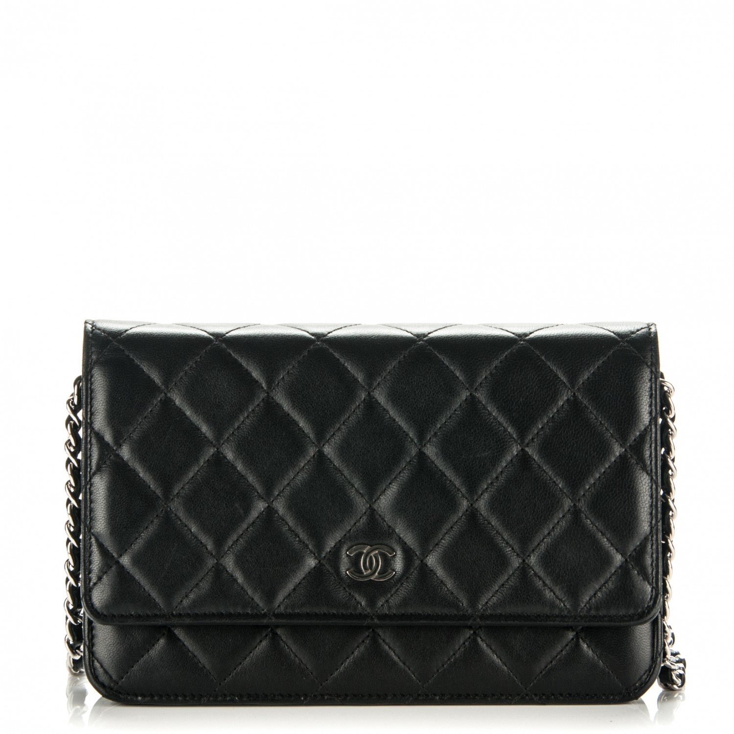 Chanel Lambskin Quilted Wallet On Chain WOC Black 1 of 8